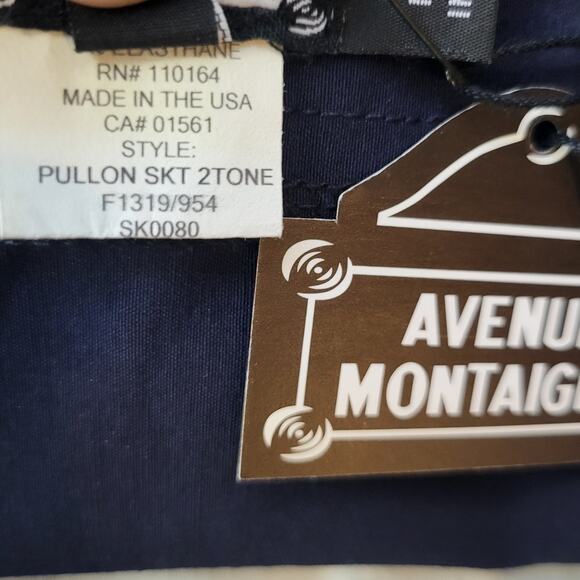 NWT Avenue Montaigne Pencil Skirt 2 Tone Floral Navy Size 4 - Picture 4 of 5